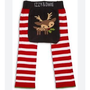 Izzy & Owie Reindeer Red White Striped Leggings Size 6-12 Months